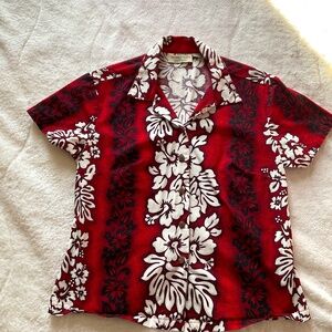 Short sleeved red Hawaiian shirt